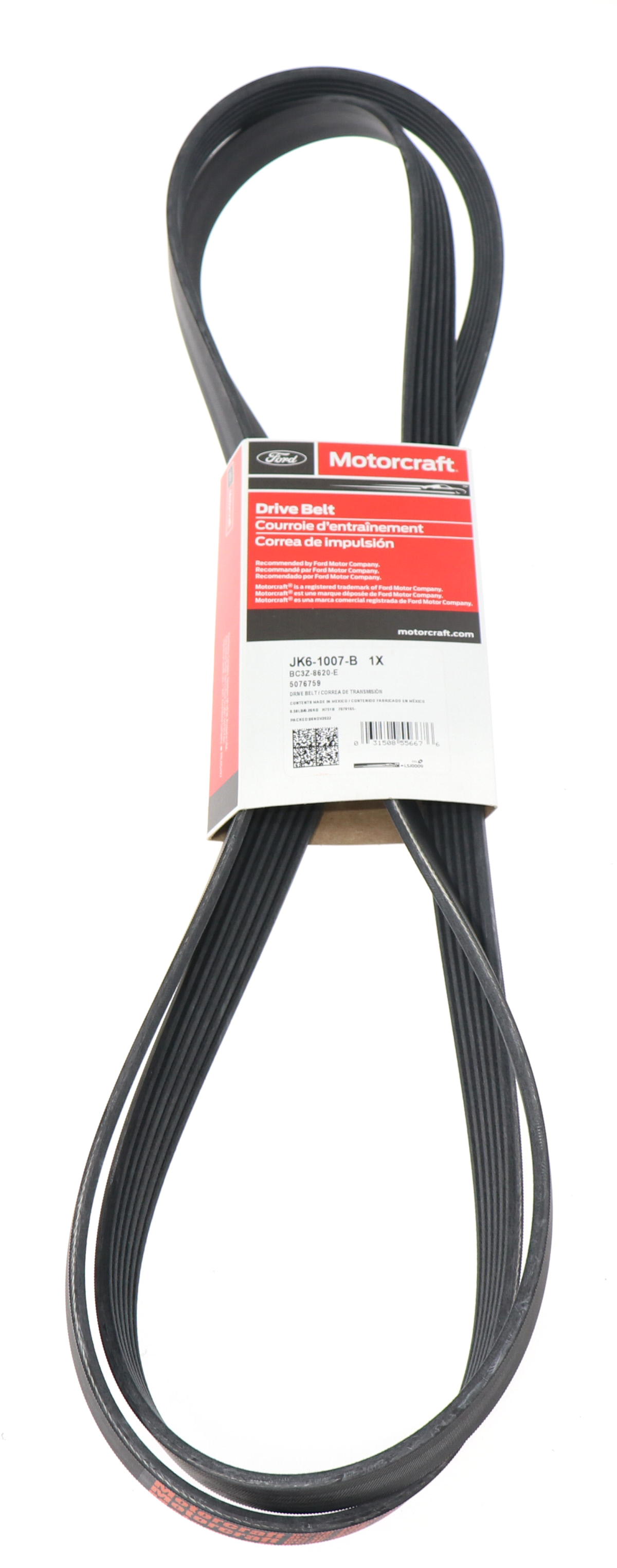 JK61007B Serpentine Belt Motorcraft (Div Of Ford)