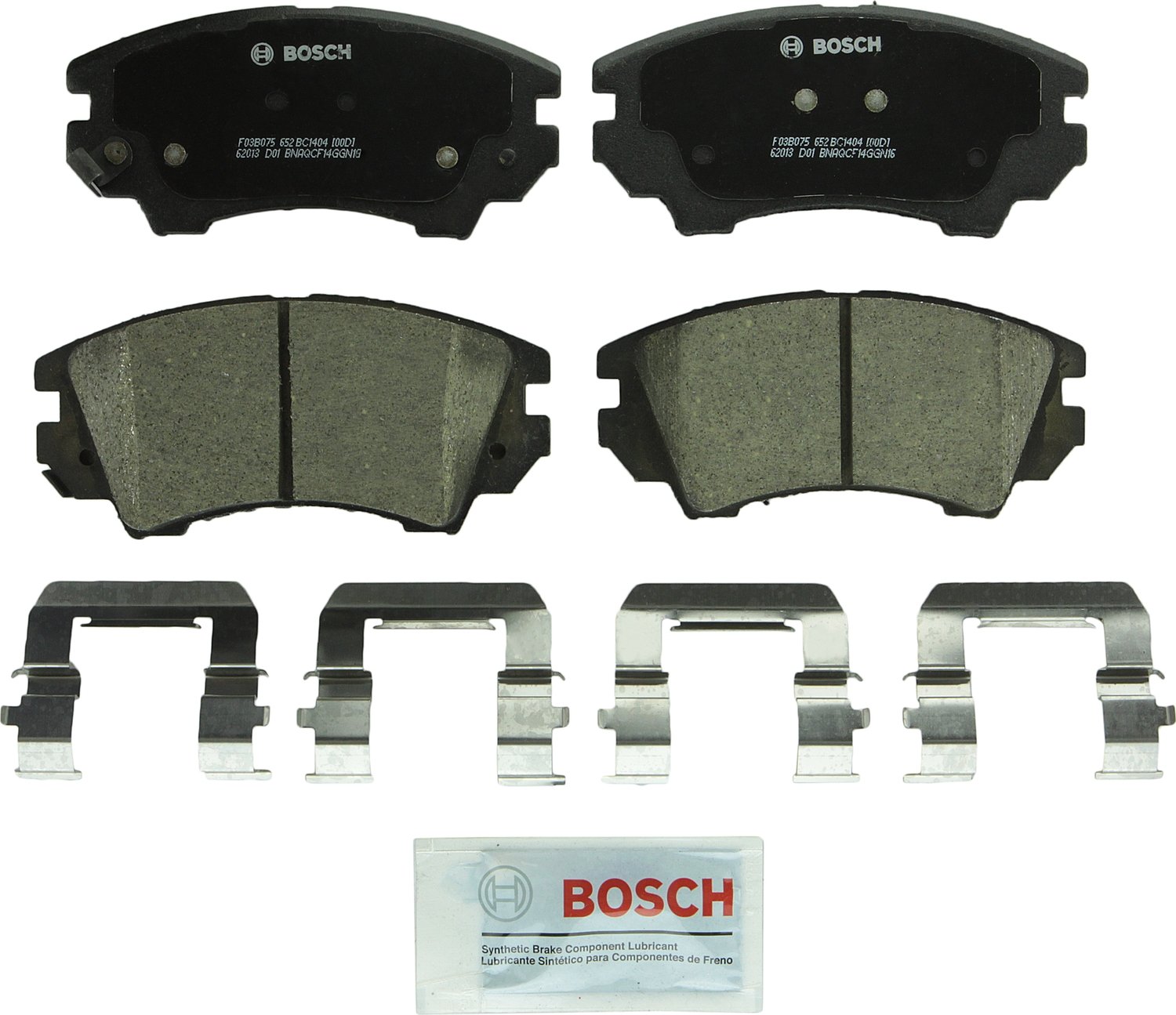 Bosch BC1404 QuietCast Set Pastiglie Freni Anteriori - Silenziose, Bassa Polvere, Con Hardware E Lubrificante Inclusi